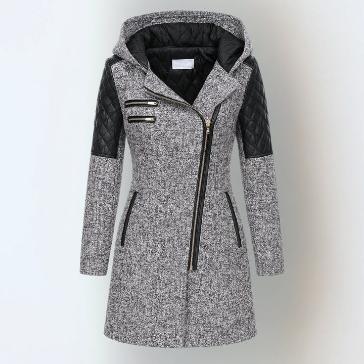 Vittoria | Cappotto con cappuccio e inserti trapuntati