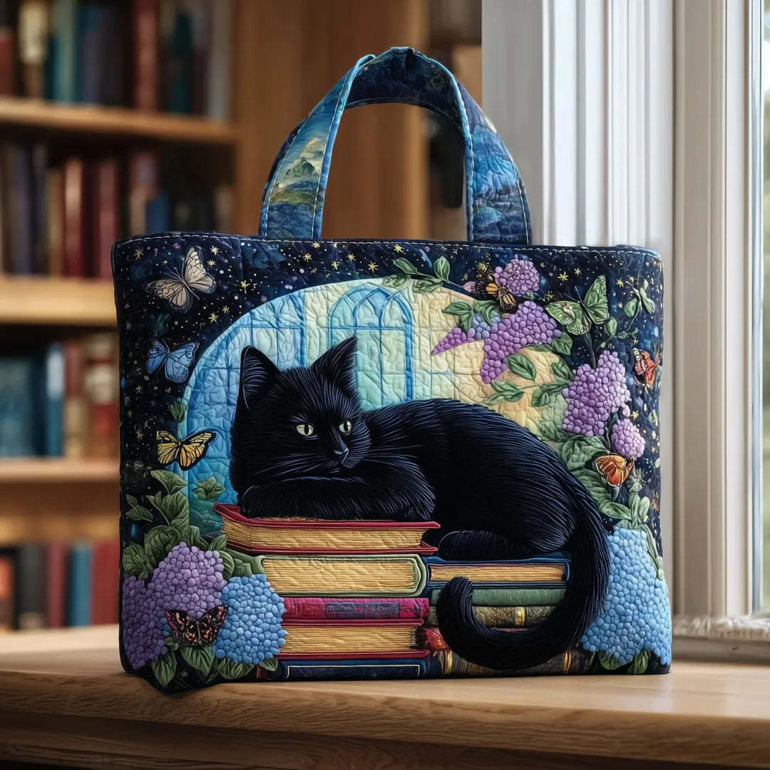 Borsa artigianale - Gatto nero sui libri