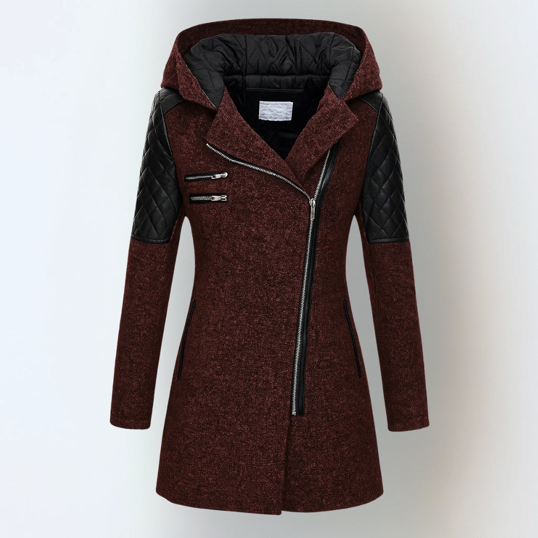 Vittoria | Cappotto con cappuccio e inserti trapuntati
