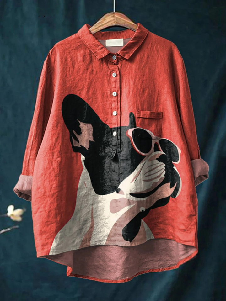 Nicole | T-shirt Casual con Stampa Bulldog Francese