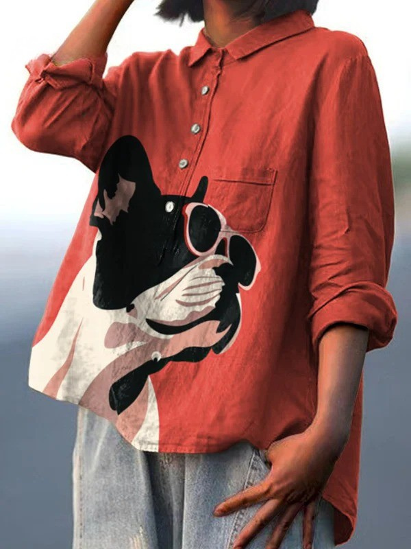 Nicole | T-shirt Casual con Stampa Bulldog Francese
