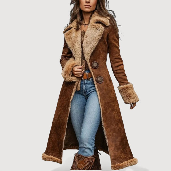 Francesca | Cappotto lungo effetto montone con interno in sherpa