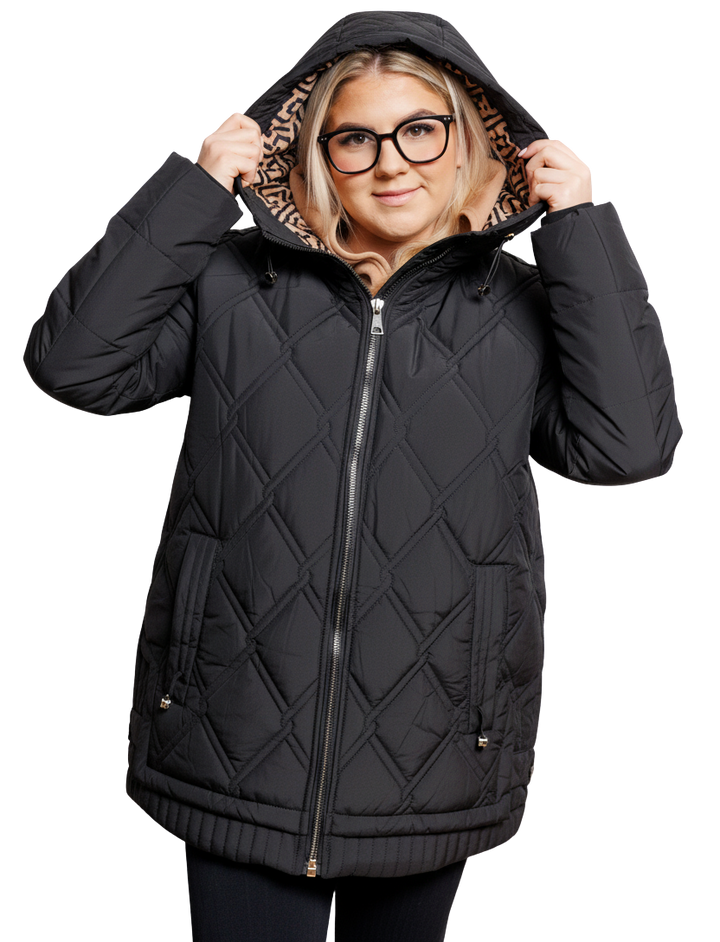 Teresa | Giacca Trapuntata Curvy con Cappuccio