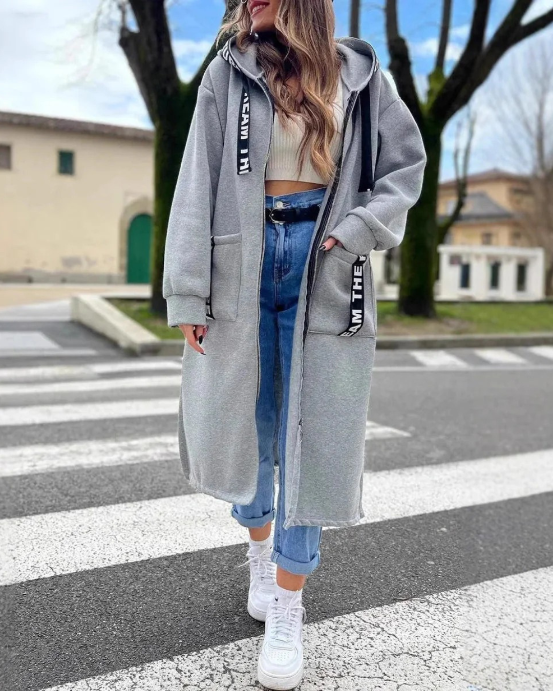 Rita | Felpa lunga con cappuccio e tasche