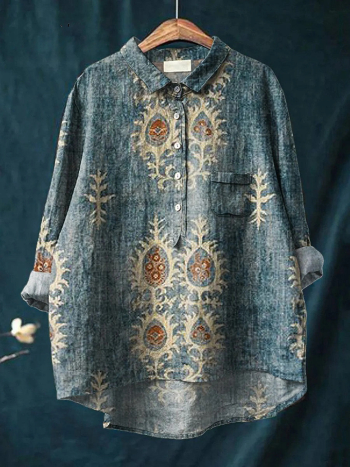 Aurora | Camicia casual da donna con stampa floreale etnica vintage