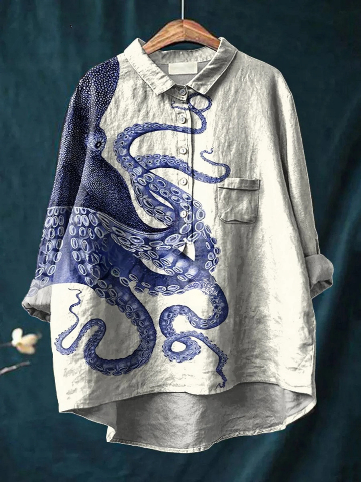 Ginevra | T-shirt Casual con Illustrazione di Tentacoli di Polpo