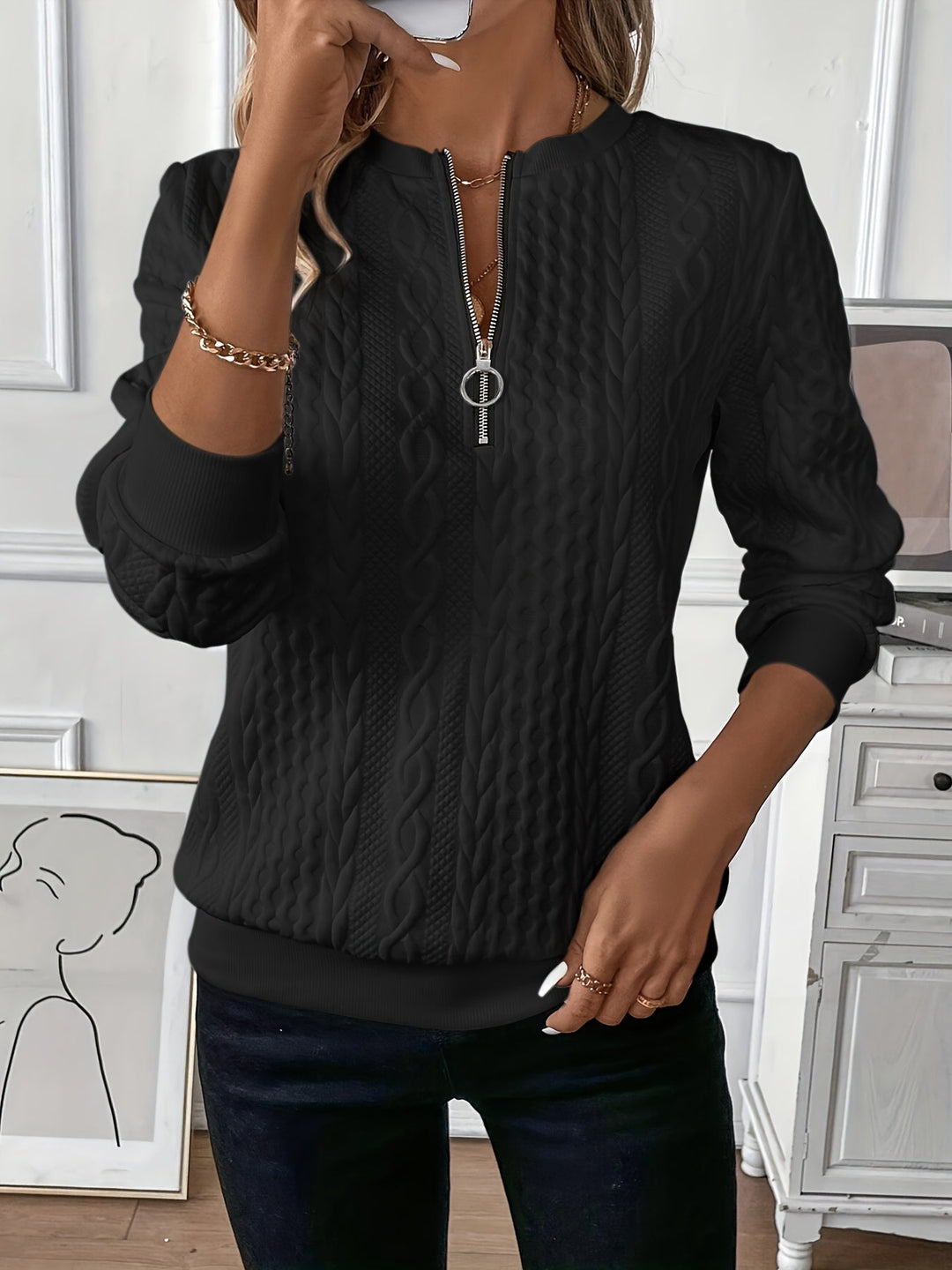 Alessia | Maglione a trecce con zip