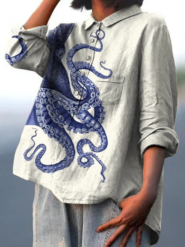 Ginevra | T-shirt Casual con Illustrazione di Tentacoli di Polpo