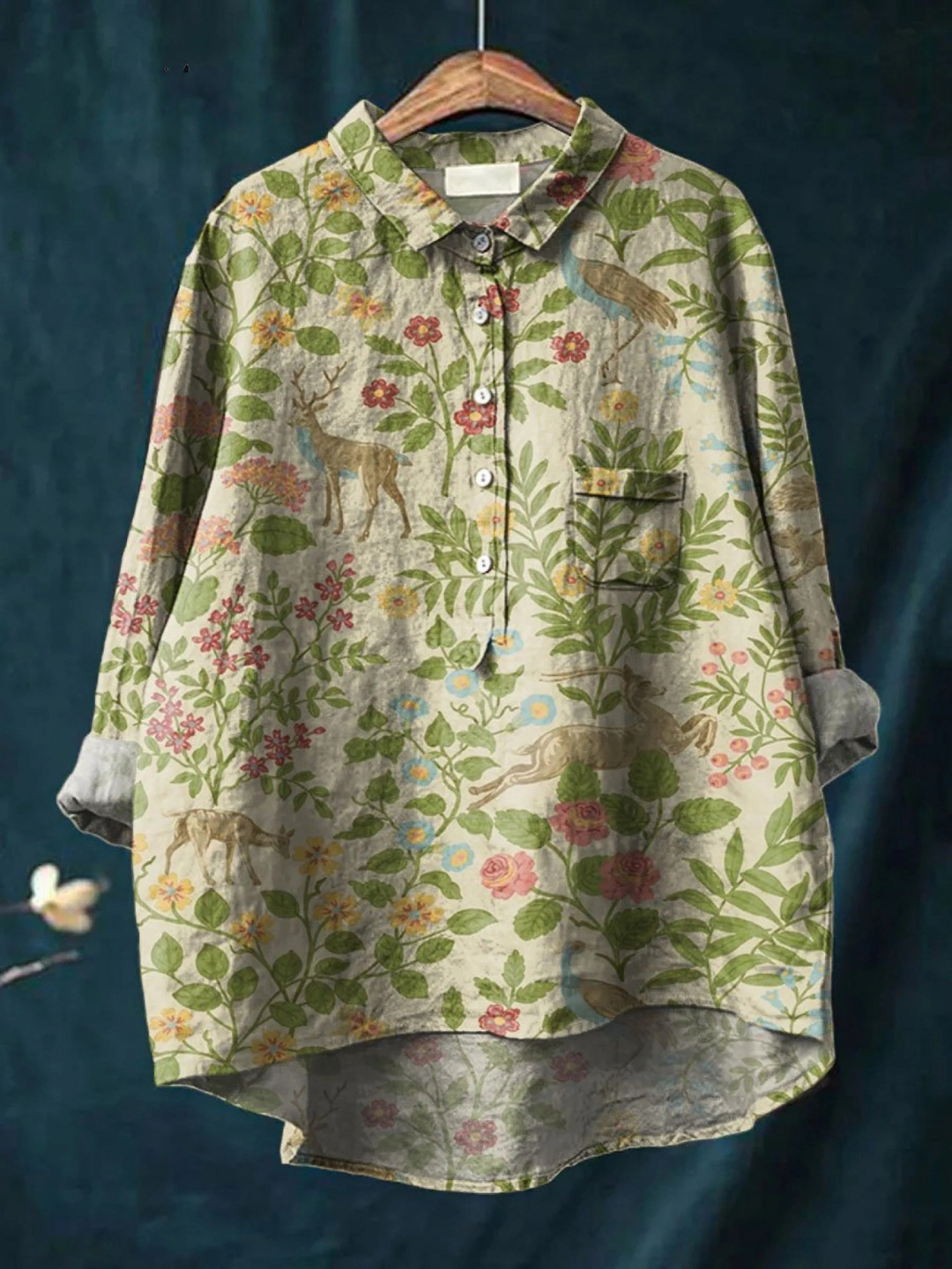 Vittoria | T-shirt casual in stile vintage con motivo floreale di animali