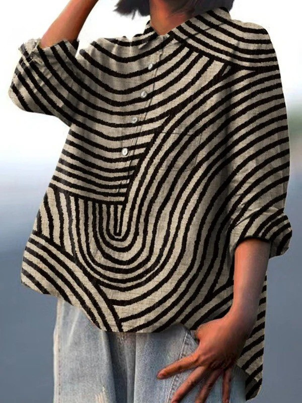 Giulia | Camicia casual con stampa a linee circolari