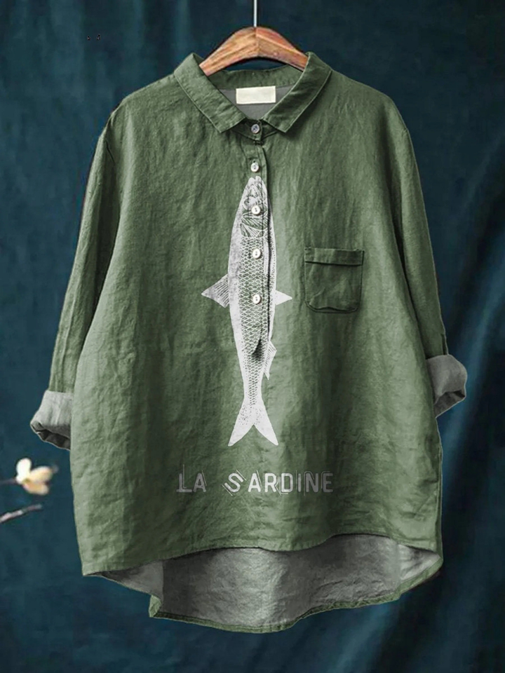 Viola | T-shirt casual con stampa di sardina