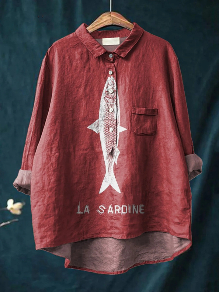 Viola | T-shirt casual con stampa di sardina