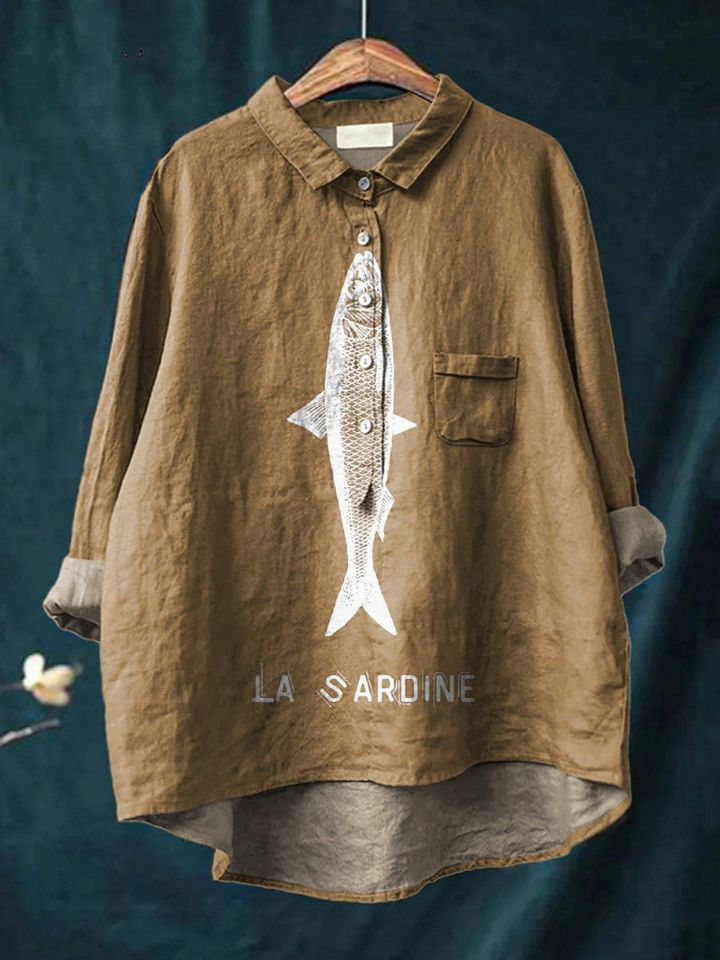 Viola | T-shirt casual con stampa di sardina