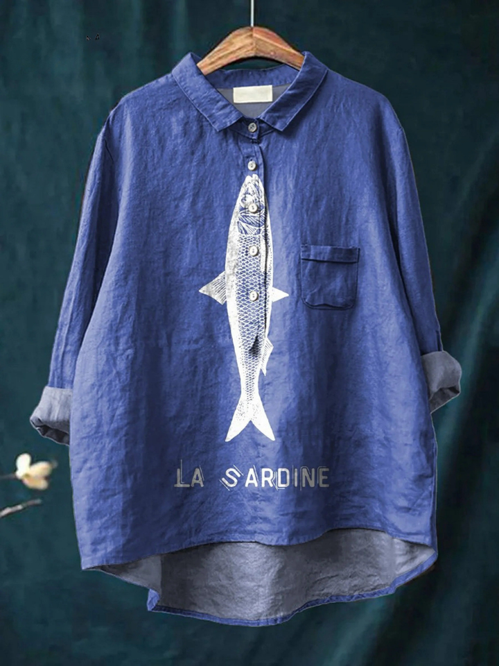 Viola | T-shirt casual con stampa di sardina