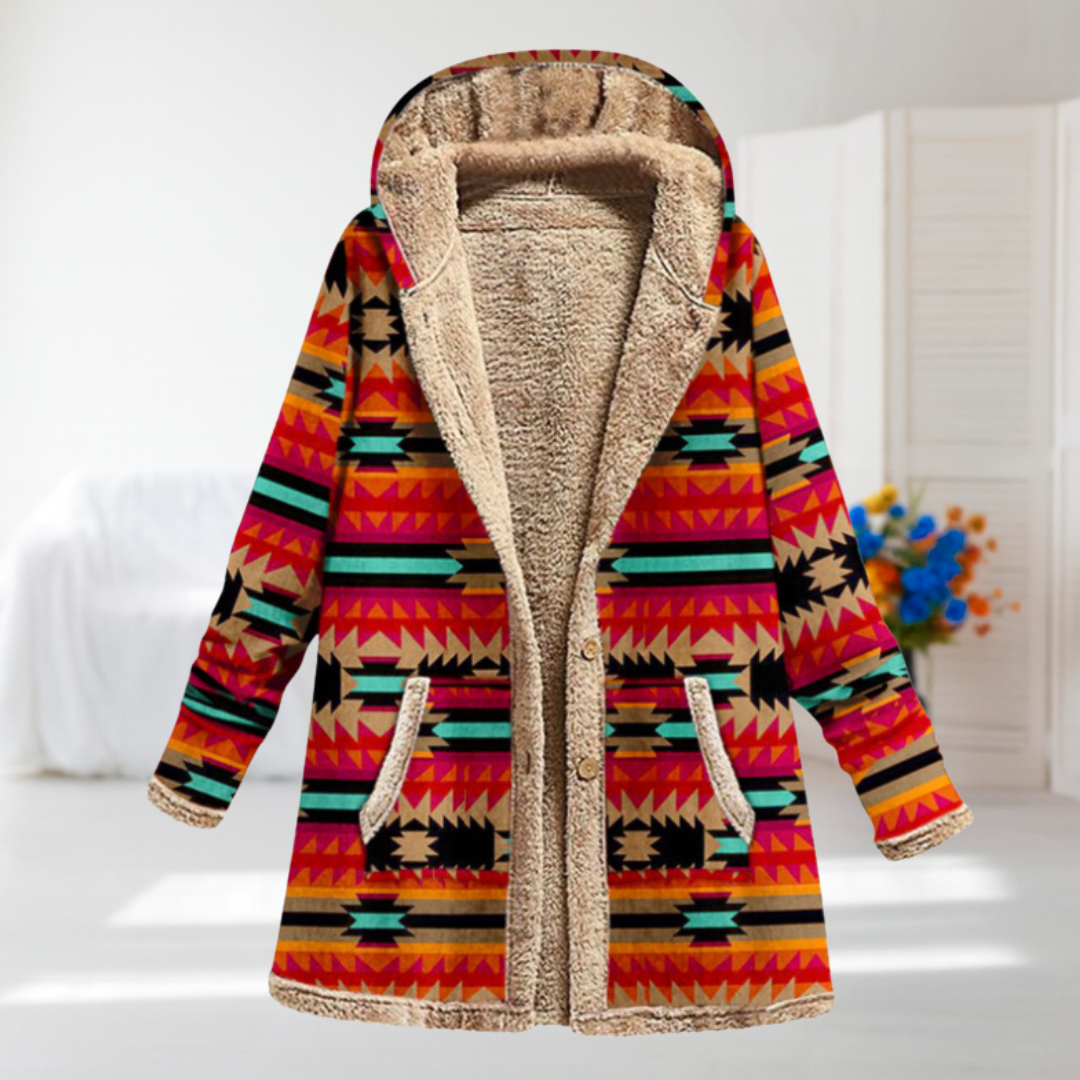 Giulia | Cappotto con Motivo Geometrico Etnico