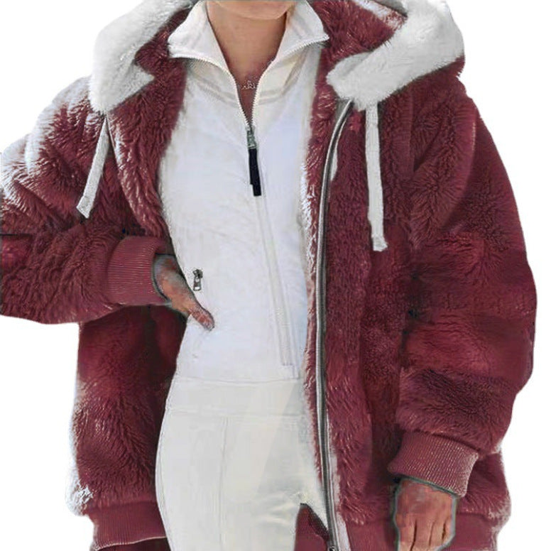 Serena | Giacca Teddy Color Block con Cappuccio e Zip
