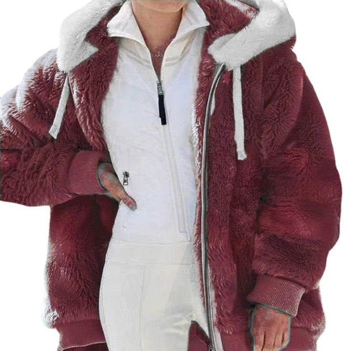 Serena | Giacca Teddy Color Block con Cappuccio e Zip