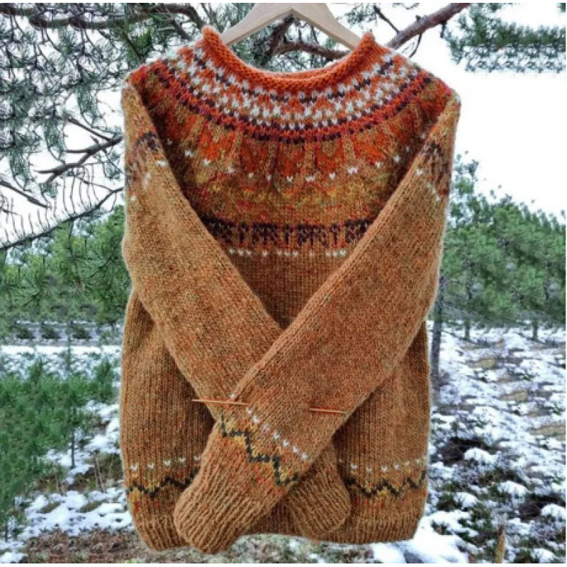 Benedetta | Maglione in lana merino con motivo nordico sulle spalle