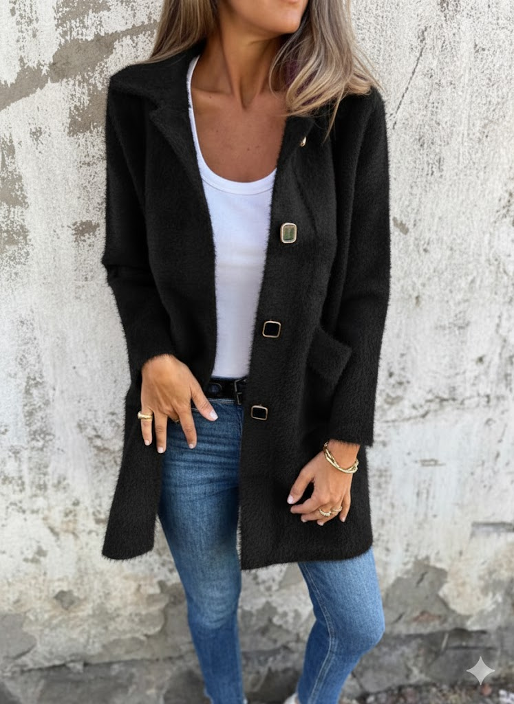 Cristina | Cappotto midi morbido con bottoni