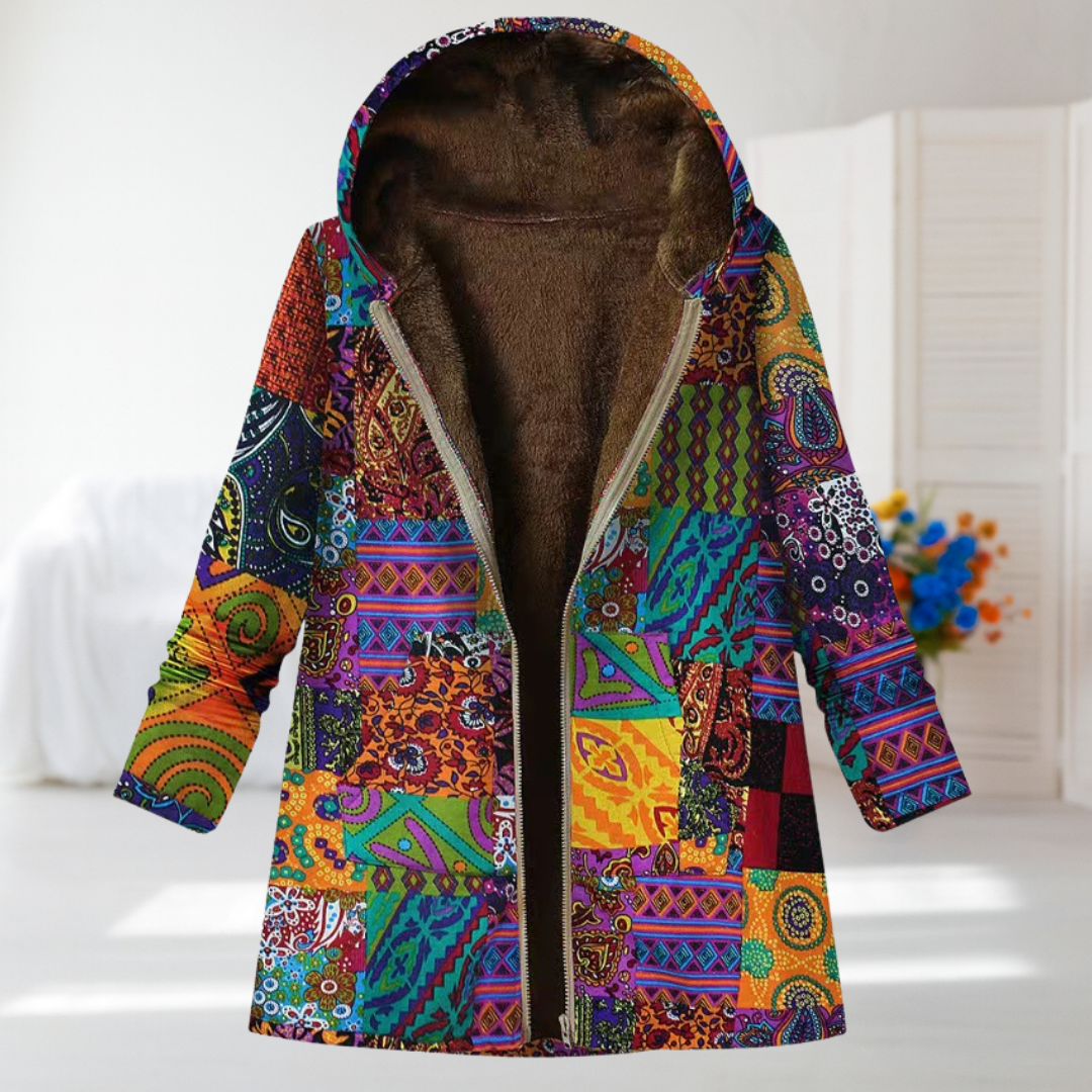 Sofia | Cappotto con Motivo Patchwork Boho