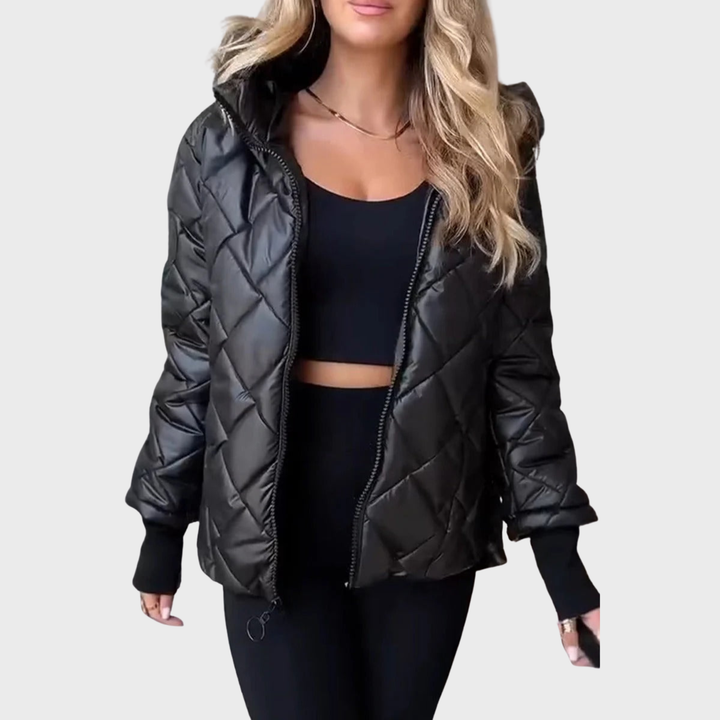 Elisa | Giacca Trapuntata con Cappuccio e Polsini a Costine