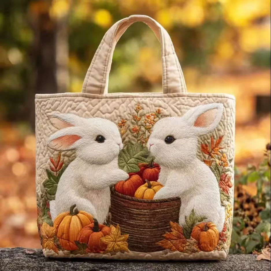 Borsa artigianale - coniglietti e zucche