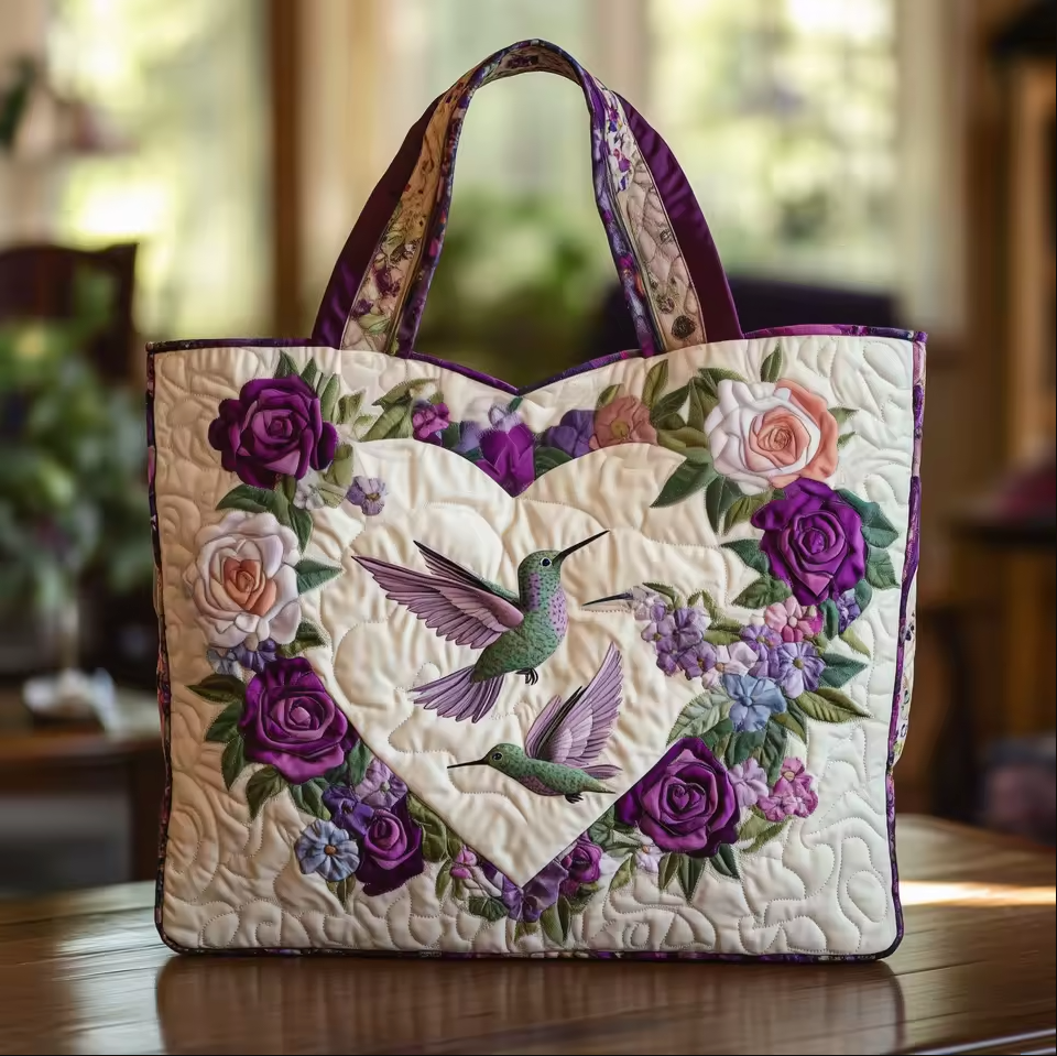 Borsa artigianale - colibrì su un cuore