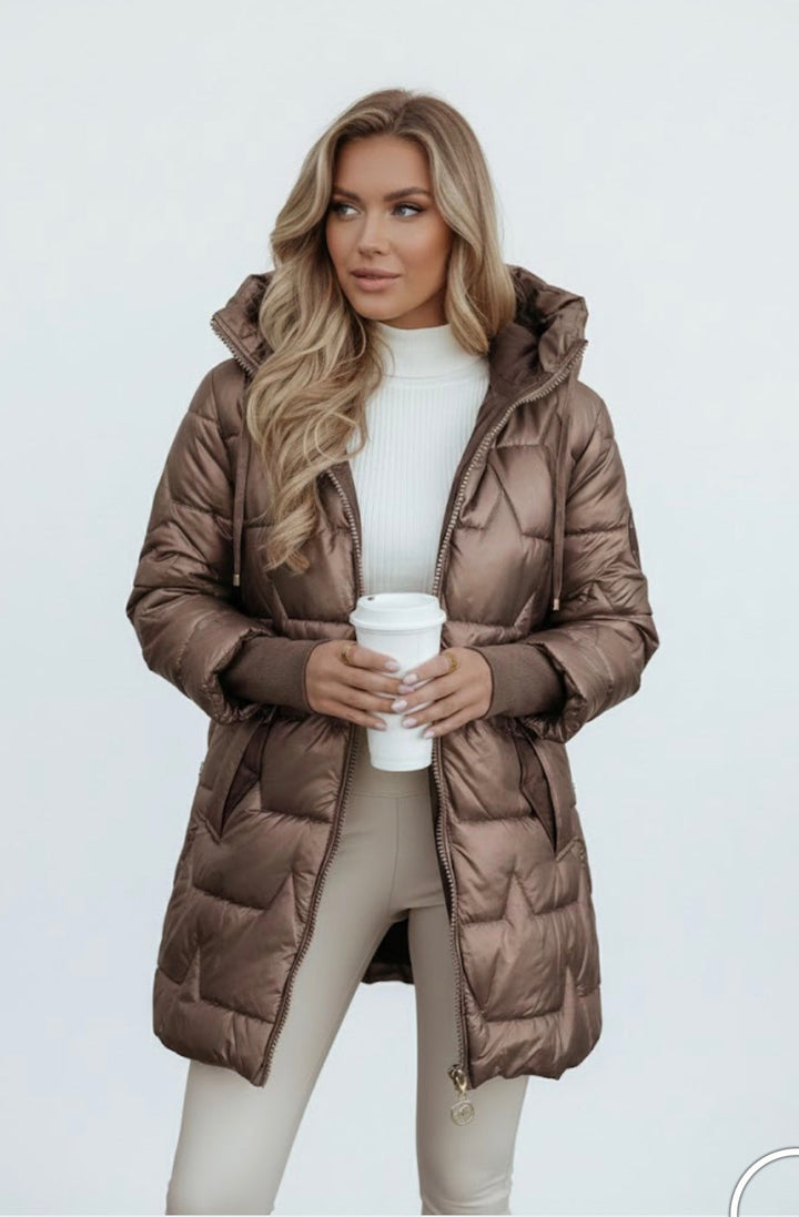 Sara | Piumino Lungo Trapuntato con Cappuccio