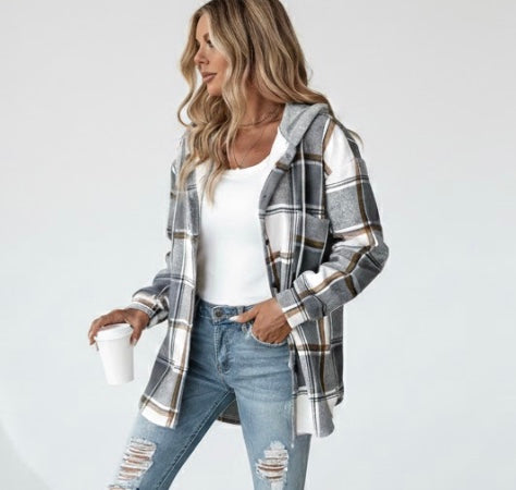 Ludovica | Camicia a quadri con cappuccio