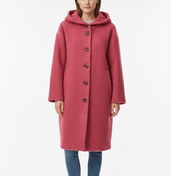 Laura | Cappotto Lungo con Cappuccio e Bottoni