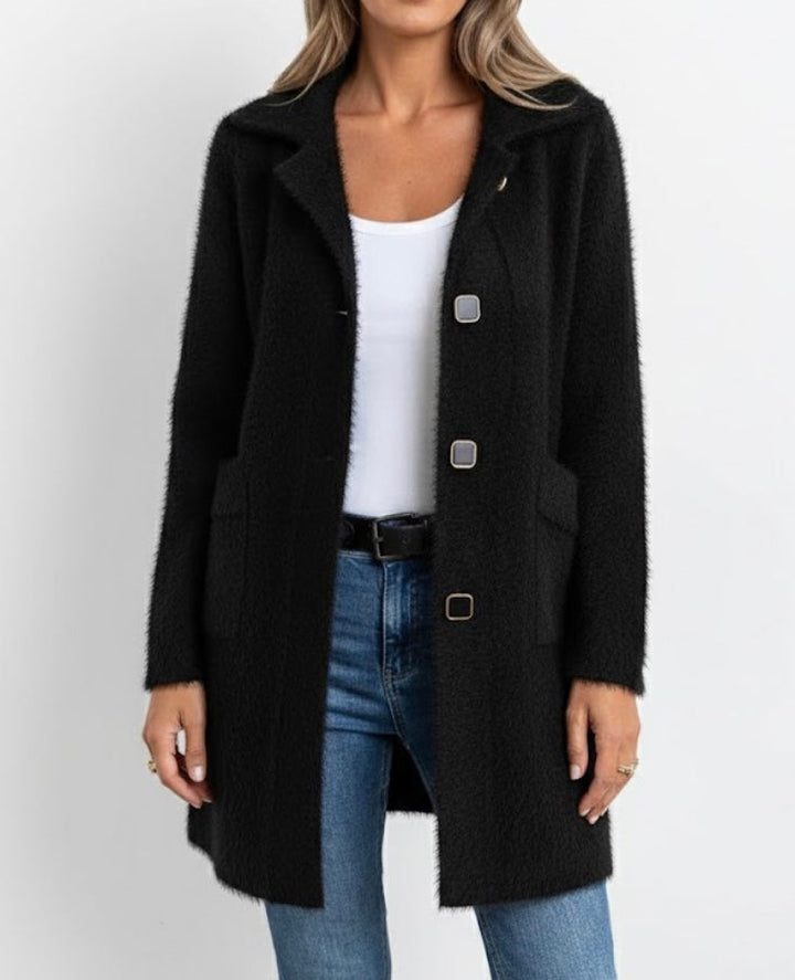 Cristina | Cappotto midi morbido con bottoni