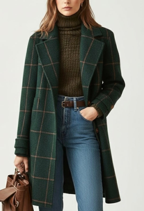 Caterina | Cappotto a quadri con revers classici