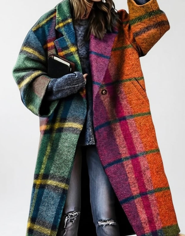 Stefania | Cappotto oversize a quadri multicolore