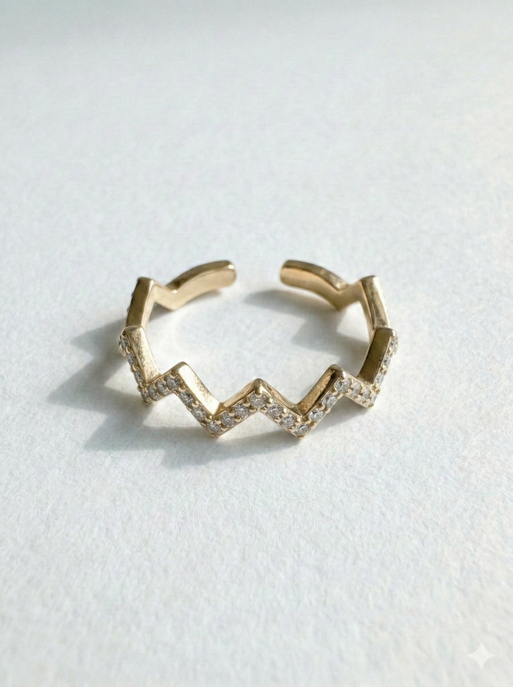Anello zigzag con pietre preziose Martina