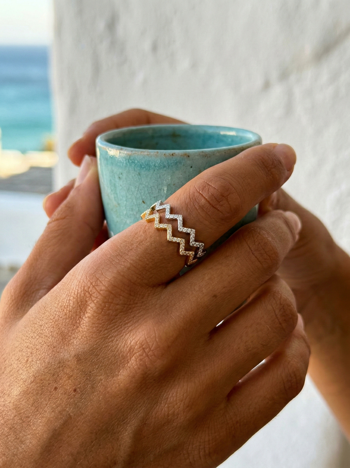 Anello zigzag con pietre preziose Martina