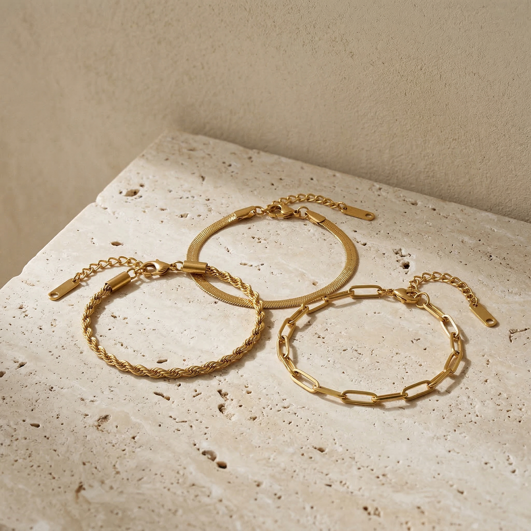 Esential | Set di bracciali placcati in oro 18 carati