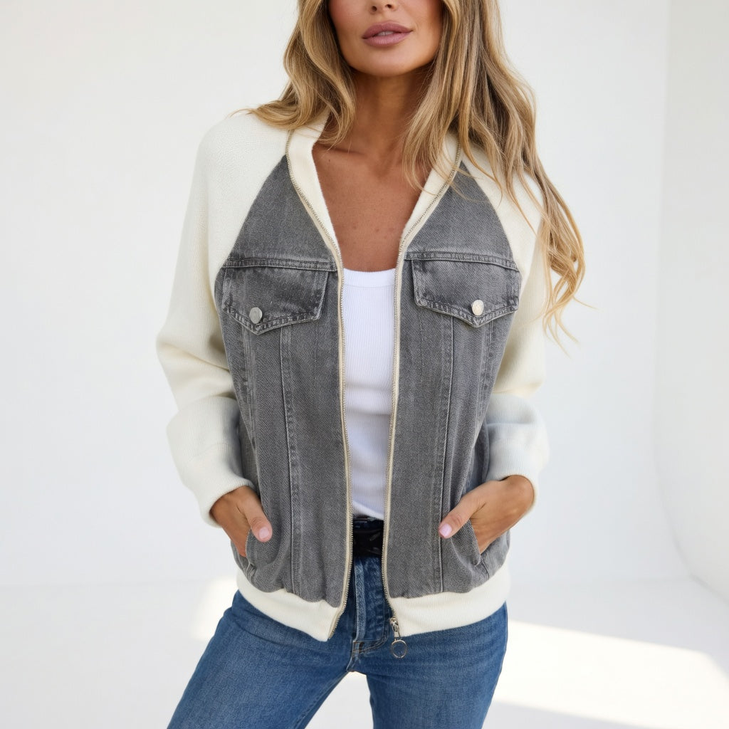 Ilaria | Giacca in denim e maglia con zip