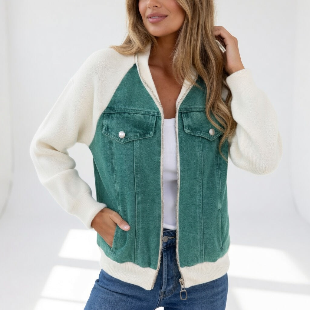 Ilaria | Giacca in denim e maglia con zip