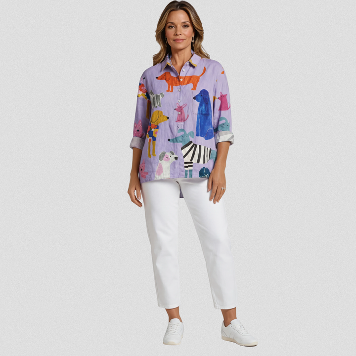 Alessia | T-shirt artistica casual con cani