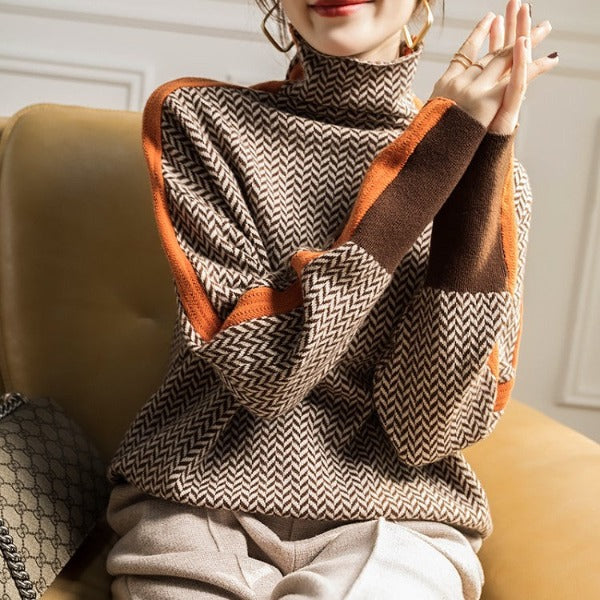 Cristina | Maglione a righe a collo alto