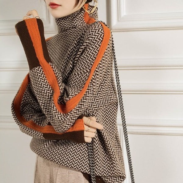 Cristina | Maglione a righe a collo alto