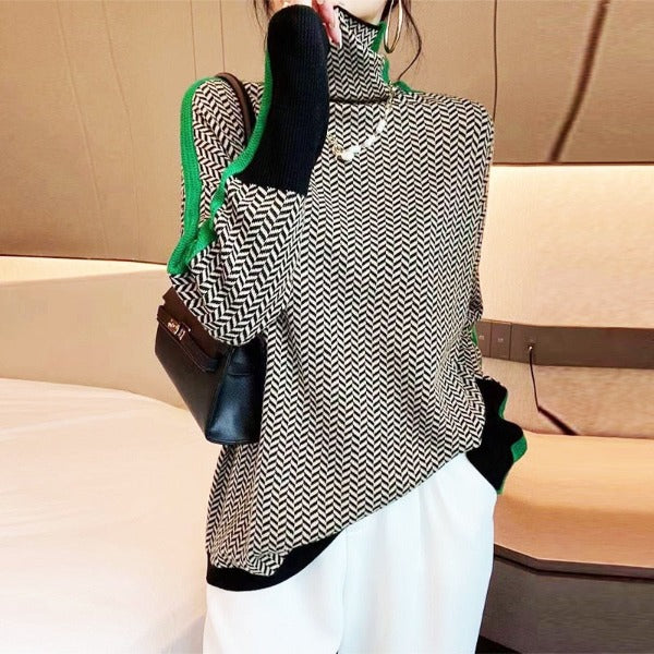 Cristina | Maglione a righe a collo alto