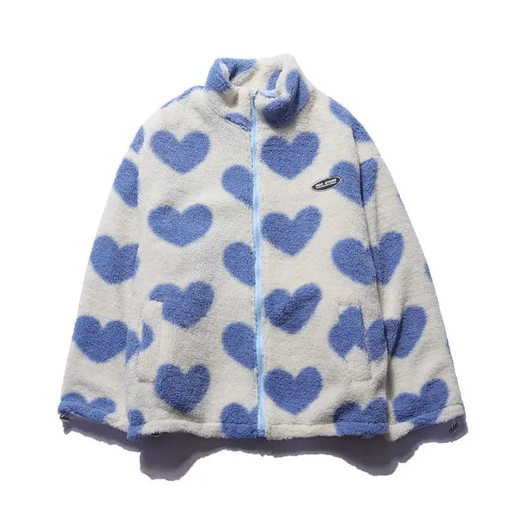 Ottavia | Giacca Teddy Reversibile con Motivo a Cuori