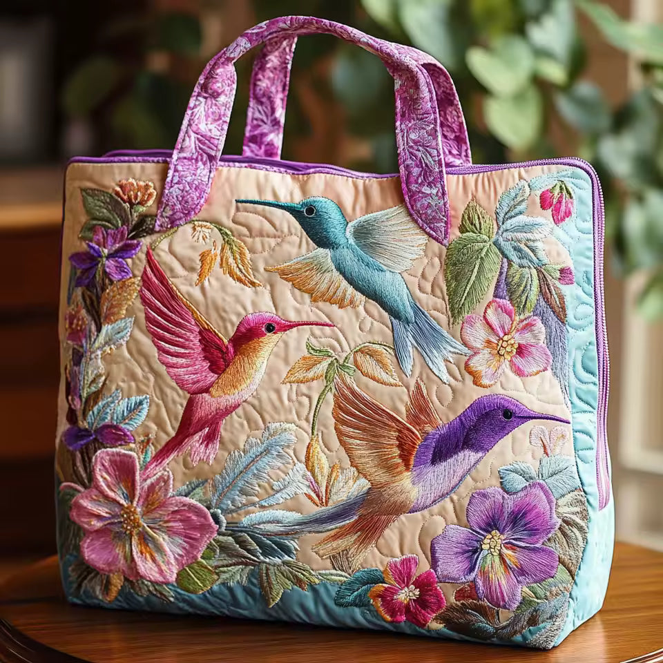 Borsa artigianale - colibrì e fiori