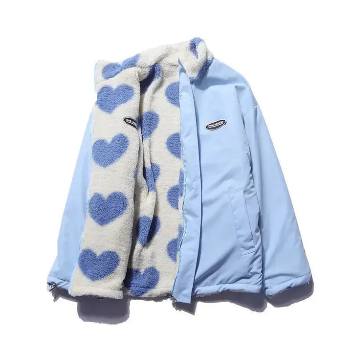 Ottavia | Giacca Teddy Reversibile con Motivo a Cuori
