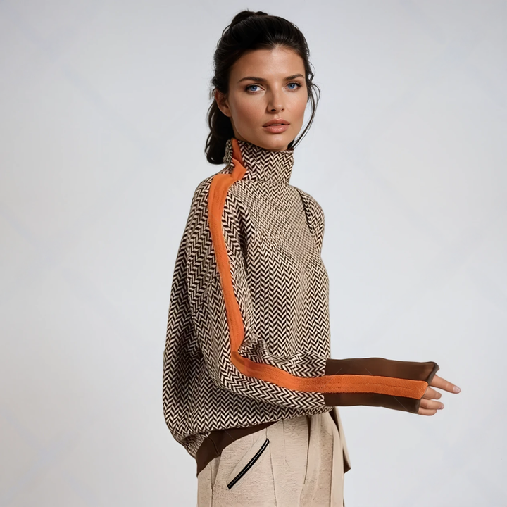 Cristina | Maglione a righe a collo alto
