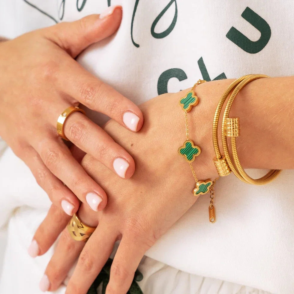 Amanda | Bracciale a spirale triplo placcato in oro 18 carati