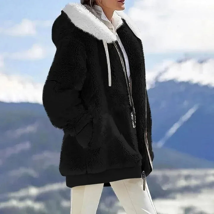 Serena | Giacca Teddy Color Block con Cappuccio e Zip