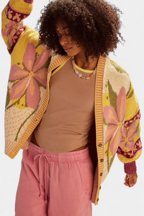 Adriana | Cardigan elegante con motivo floreale