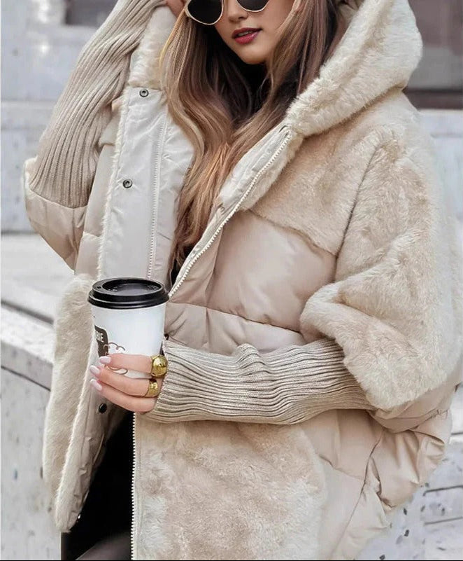 Noemi | Giacca Teddy con Inserti Imbottiti e Cappuccio